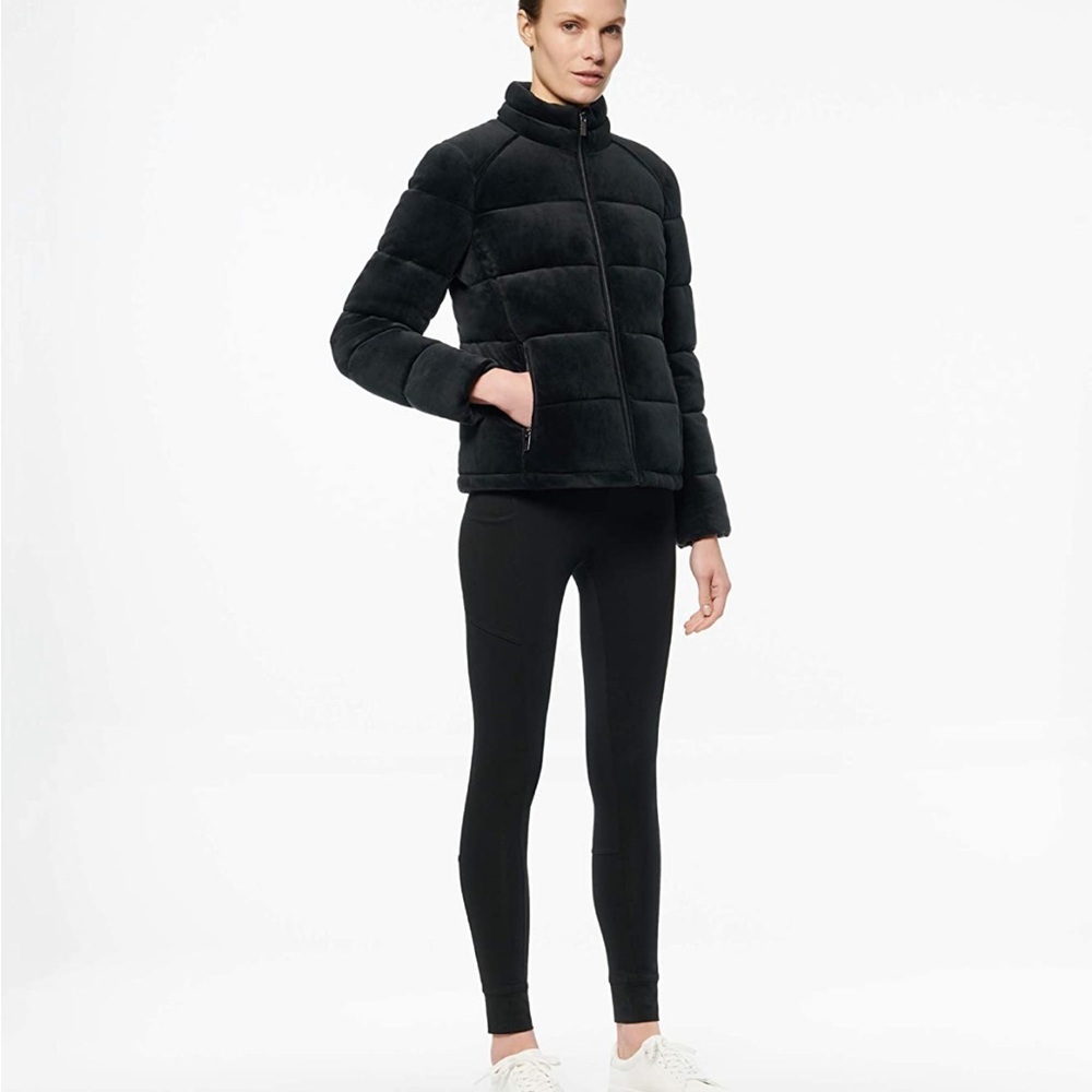 Black velvet puffer jacket